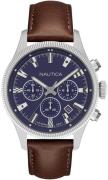 Nautica Herrklocka NAPSTB006 Blå/Läder Ø45 mm