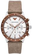 Emporio Armani Herrklocka AR11452 Mario Chrono Vit/Textil Ø43 mm