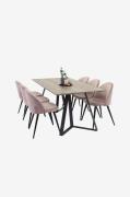 Venture Home - Maggie Matbord och 6 st Velvet stol - Rosa - Matgrupper...