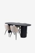 Venture Home - Matgrupp Bianca med 4 st matstolar Velvet Stitches - Sv...