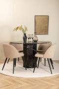 Venture Home - Matgrupp Marbs med 4 st matstolar Velvet Stitches - Sva...