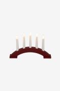 Konstsmide - Ljusstake trä 5 glödlampor 21,5cm - Röd - Adventsljusstak...