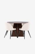 Venture Home - Bootcut matbord med matstol i sammet - Beige - Matgrupp...