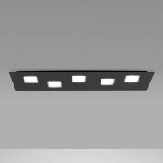 Fabbian Quarter – svart LED-taklampa 5 lampor