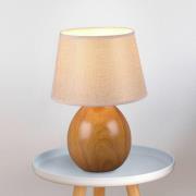 Reality Leuchten Loxur bordslampa, höjd 35 cm, beige/trälook