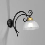 Luminex Vägglampa Flora, ett glasskärm, svart/mässing