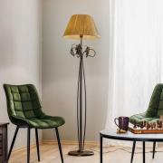 ONLI Golvlampa Quercia, tygskärm och ekblad