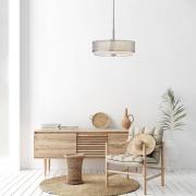 HINKLEY Hänglampa Jules med skärm av linne och glas