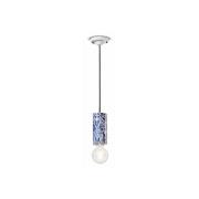 Ferroluce PI hängande lampa, blommönster Ø 8 cm blå/vit