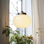 PR Home Hänglampa Elsy, mässingsfärgad, glas krämfärgat, stickkontakt