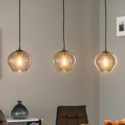 Argon Hänglampa Svala Glaslampskärmar runda 3 lampor linjär