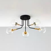 Jupiter Taklampa Burano, 5 lampor, svart, glas, 31 cm hög, G9