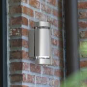 LUTEC Utomhusvägglampa Focus i stål, rund, 2 lampor.