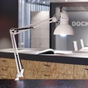 MAULstudy klämlampa, vit, höjd 44 cm, metall