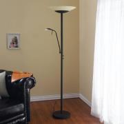 Lindby LED-golvlampa Ragna, läslampa, svart, dimbar