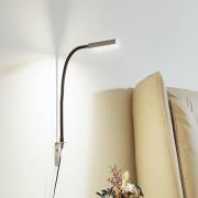 Lindby LED-läslampa Flexola, nickel, kantig, metall, stickpropp