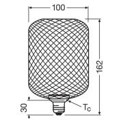 OSRAM Decor LED Flat Square E27 3,5W svart 2,700K metall