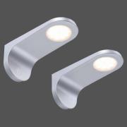 Paul Neuhaus LED-bänklampa Amon, silver, 15 cm lång, set om 2, dimbar