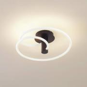 Lucande LED-taklampa Valenora, vit/svart, PC, Ø 49cm