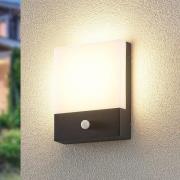 Lindby LED-vägglampa Vanira, antracit, aluminium, sensor, IP54