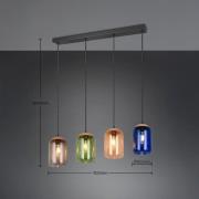 Trio Lighting Hänglampa Cork, flerfärgad, längd 90 cm, 4 lampor glas/k...