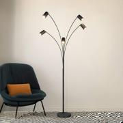 Trio Lighting Marley golvlampa, svart, höjd 200 cm, 5 lampor, metall