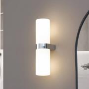 Lucande Basolo badrumsvägglampa, krom, höjd 31,5 cm, glas, IP44