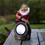 STAR TRADING LED-solcellslampa Gnomy färgglad/ röd plast 21 cm skogshu...