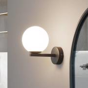 Lucande vägglampa Bidolo, svart, glas, Ø 12 cm, IP44