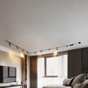 Lindby Skensystem 48V Lumaro, spots, 9 lampor, svart, 25,7 cm, dimbar