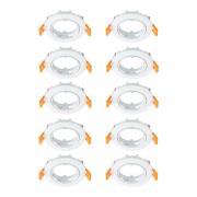 Prios takinbyggnadslampa Fibur, vit, zink, Ø 8,2 cm, 10 st