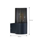 Lindby utomhusvägglampa Heulo, Ø 8 cm, rökgrå, aluminium