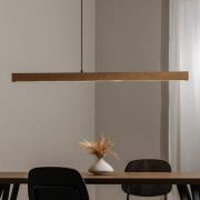 TK Lighting LED-pendellampa i trä Teo, furu, 126 cm, touchdimmer