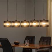 HELAM Hängande lampa Helen svart-guld stråle femflammig