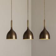 Luminex Hänglampa Noak 3 lampor, lång, titan-guld/guld, stål