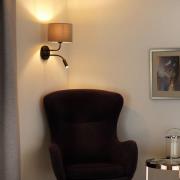 Duolla Roller vägglampa, sammet, svart/beige, läslampa