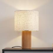 Lindby bordslampa Kimiko, höjd 38 cm, trä, textil