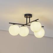 Domiluce Aurora taklampa, svart, Ø 50 cm, 4 lampor, glas, E14