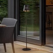 Lindby LED solcellsgolvlampa Hilario, svart, järn, uppladdningsbart ba...