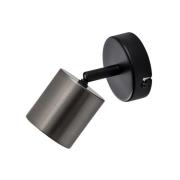 Luminex Spotlight till vägg Demia, svart/nickelfärgad, 10 cm bred, GU1...