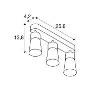 SLV taklampa Puri 2.0 Cone, grå, längd 26 cm, 3 lampor.