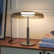 Oluce LED-bordslampa Dora, nickel/rökgrå, metall, PMMA