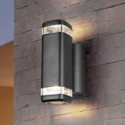 Reality Leuchten Utomhusvägglampa Barcelos, svart, höjd 21 cm, upp/ner