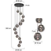 Steinhauer LED-hänglampa Bollique, 12 lampor. rund, svart, glas
