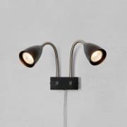 Markslöjd vägglampa Ciro, svart, metall, stickkontakt, GU10