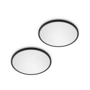 Philips LED SuperSlim 2-pack svart IP44 Ø 30 cm 2 700 K