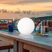 FH Lighting LED-utomhuslampa Dabus, Ø 30 cm, kula, vit, akryl