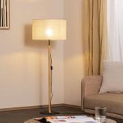 TK Lighting Golvlampa Deva Nature, textil, trä