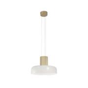 Fabas Luce LED-pendellampa Lunar, vit/guld, glas, CCT, dimbar