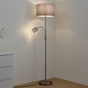 Lindby golvlampa Jaileen, grå, textil, 170 cm, läslampa